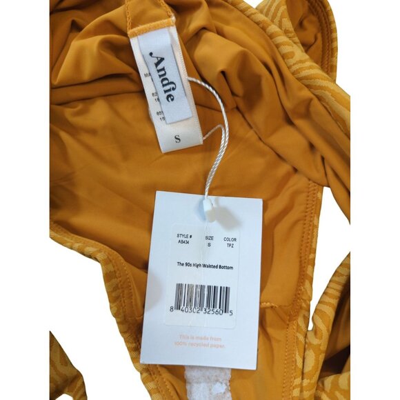 Andie Swim The 90s High Waisted Bottom Yellow Orange Zebra Size Small - Picture 2 of 6